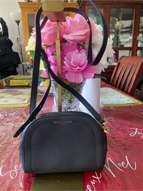 Marc Jacobs Black Crossbody Camera Bag with Gold Hardware